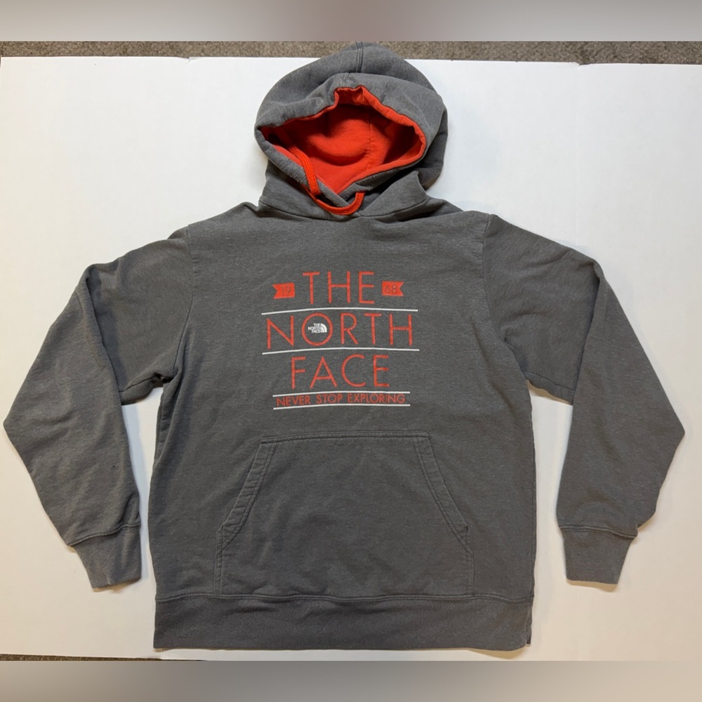 The North Face Men’s Large Orange and Grey Pullover Hoodie